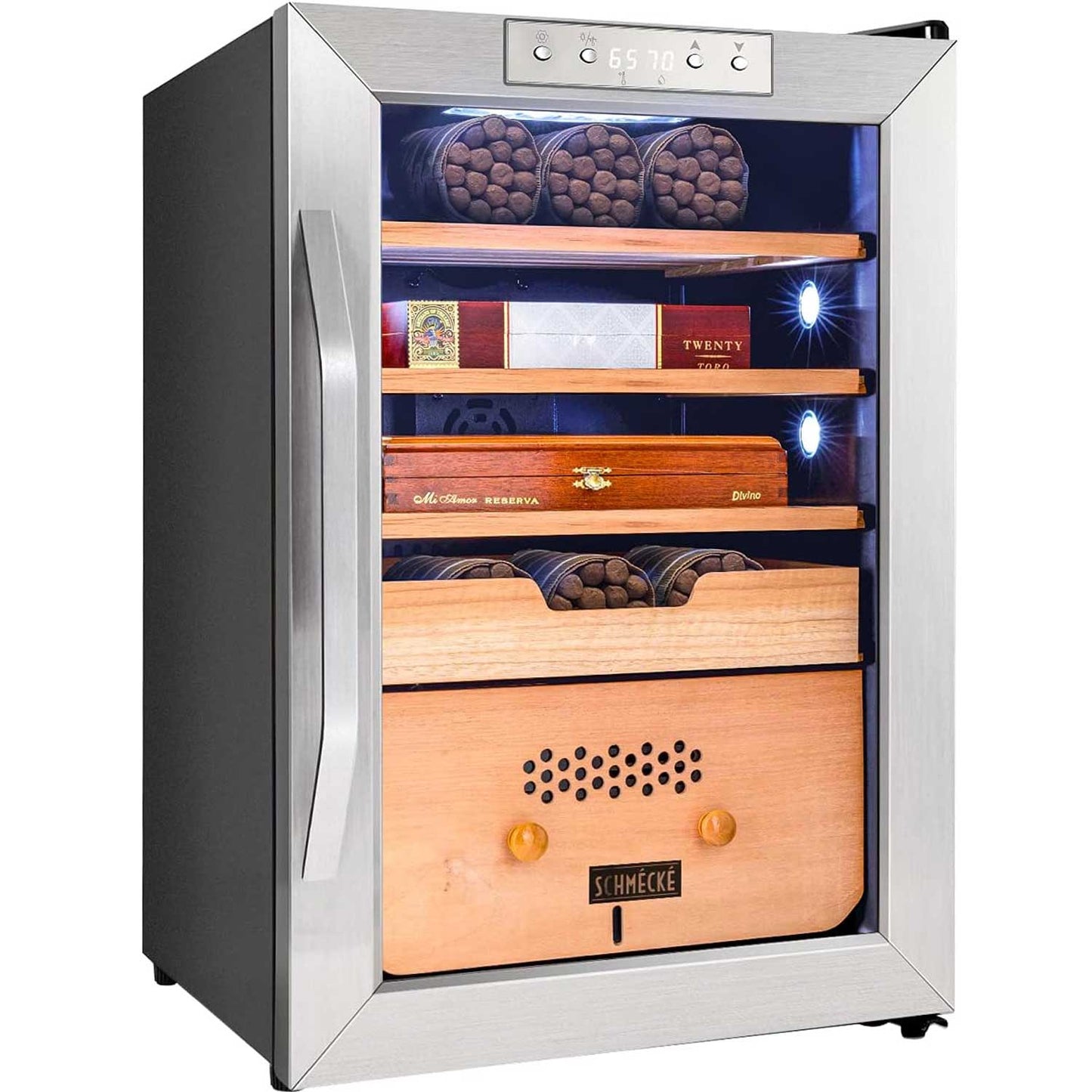 300 Cigar Cooler Humidor with 3 in 1 Precise Cooling Digital Hygrometer