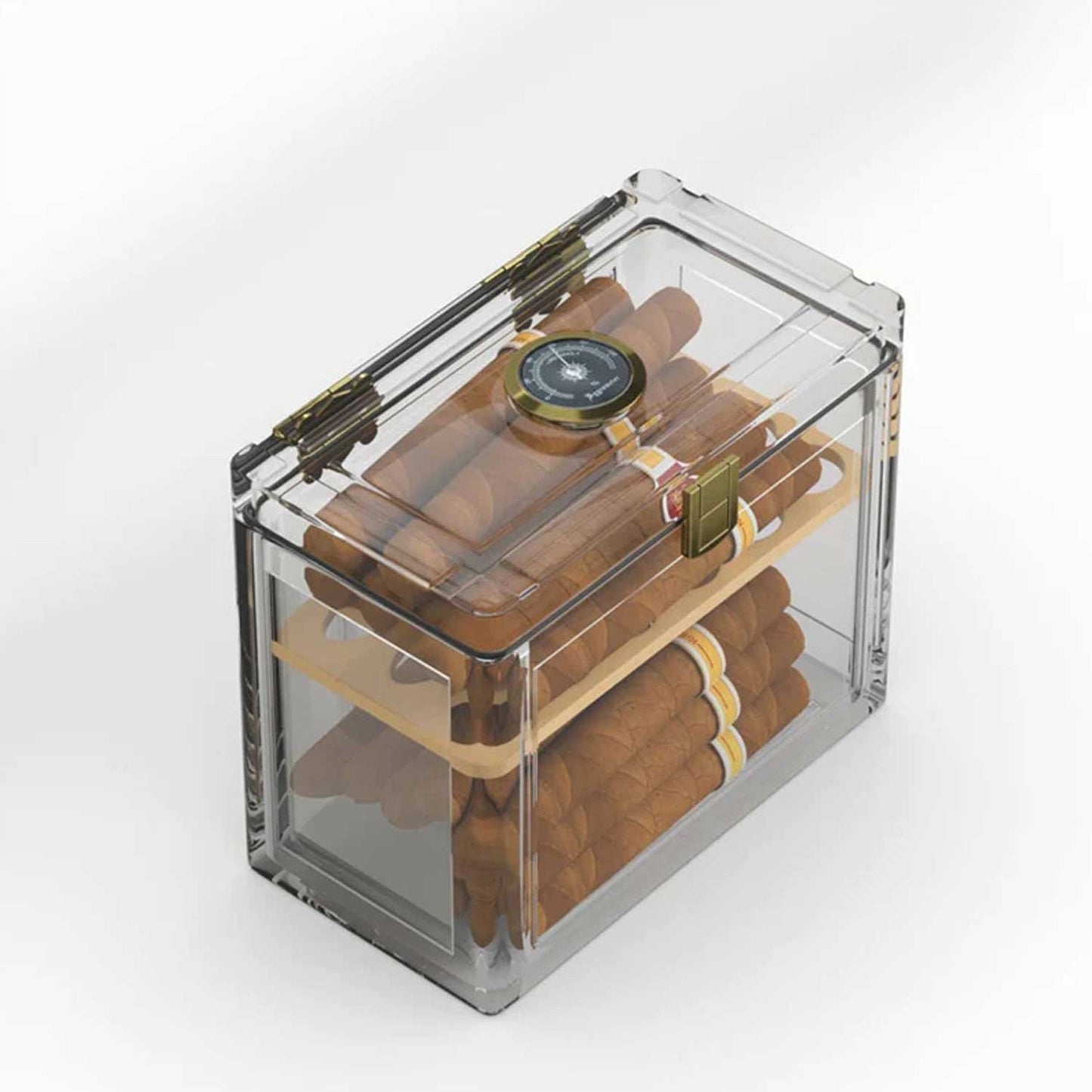 Acrylic Cigar Humidor with Humidifier and Hygrometer