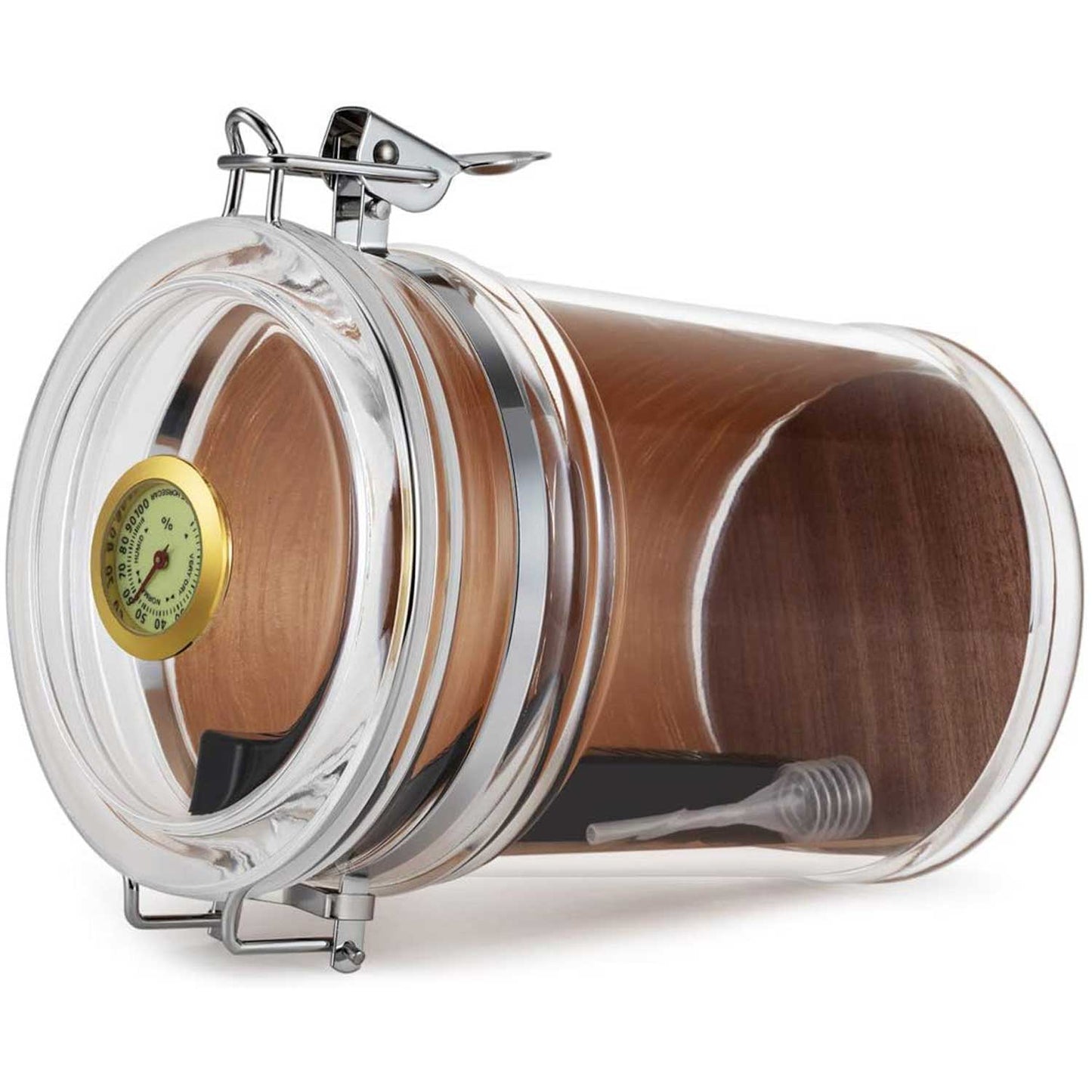 Acrylic Humidor Jar with Humidifier and Hygrometer