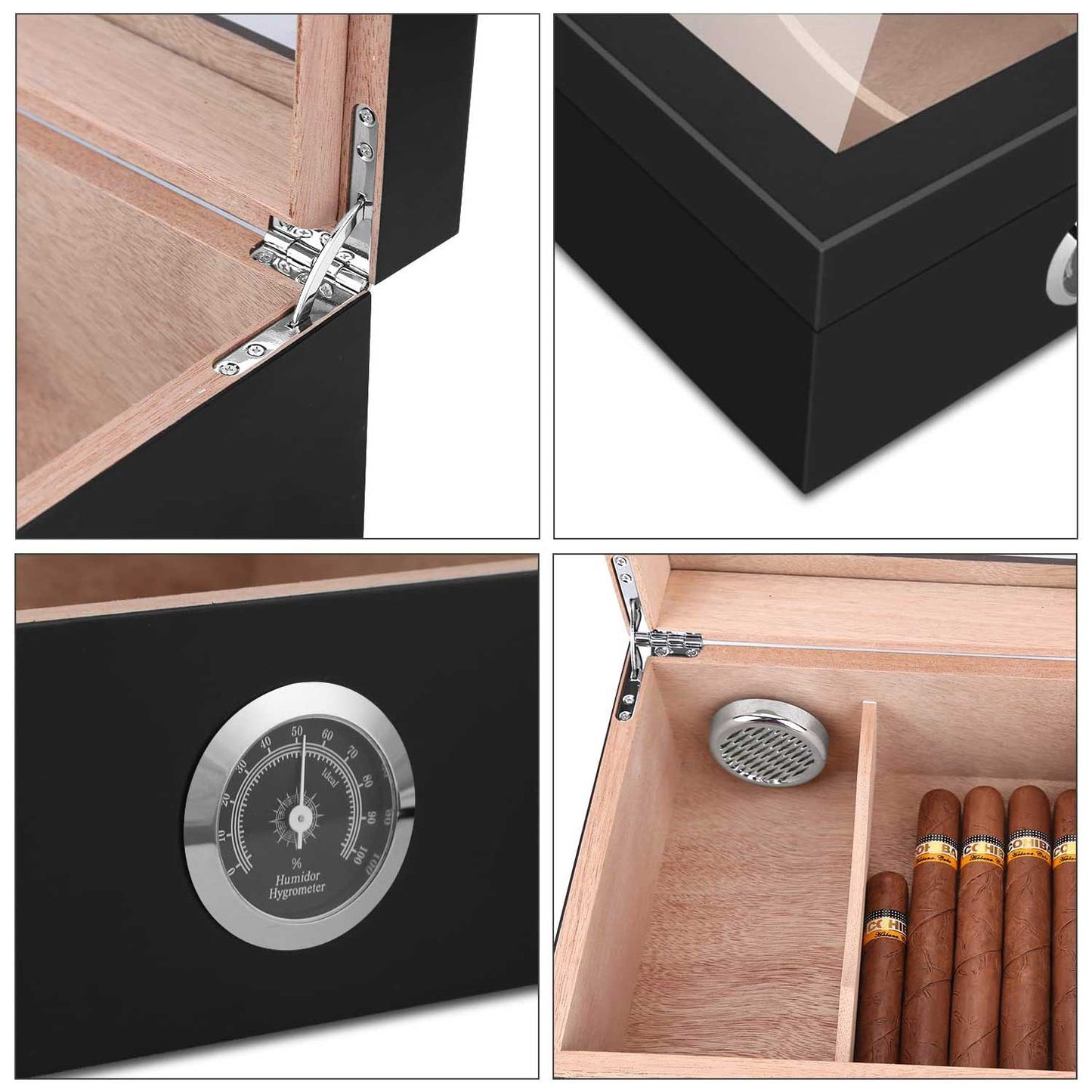 Cigar Humidor - Spanish Cedar Wood Cigar Desktop Box