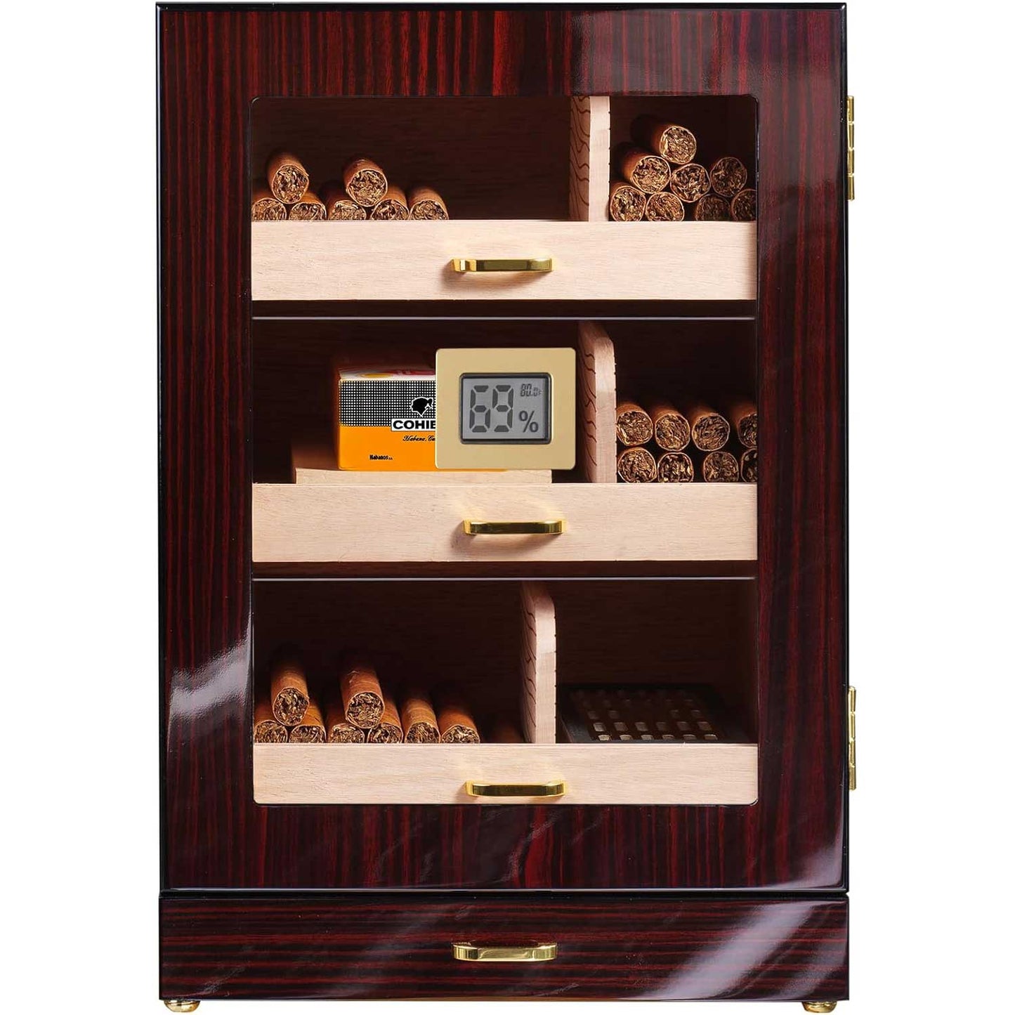 Cigar Humidor Cabinet for 100 to 150 Cigars with Accessory Storage Drawer