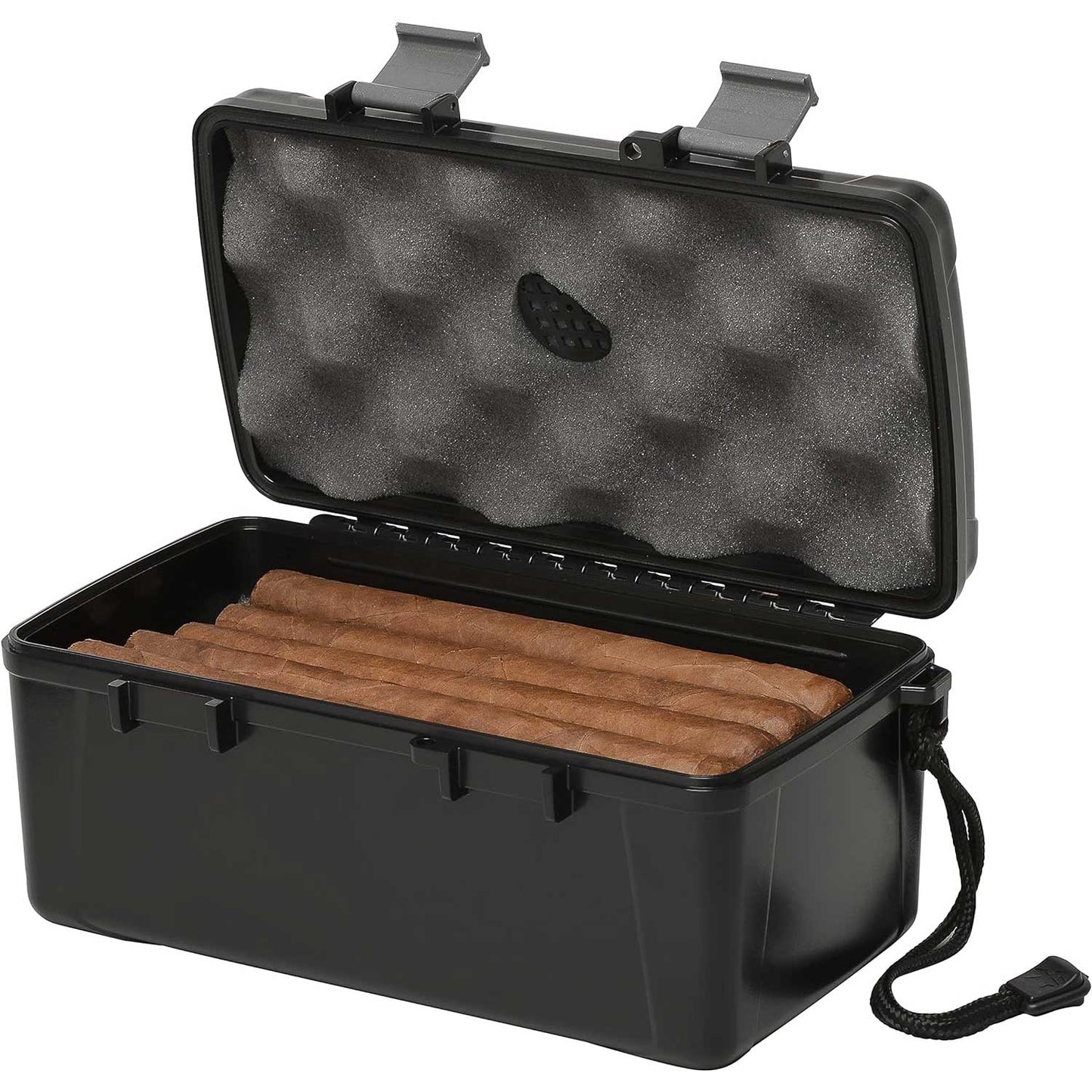 Cigar Travel Carrying Case - Holds 15 Cigars, Includes Humidifier, Watertight, Crushproof