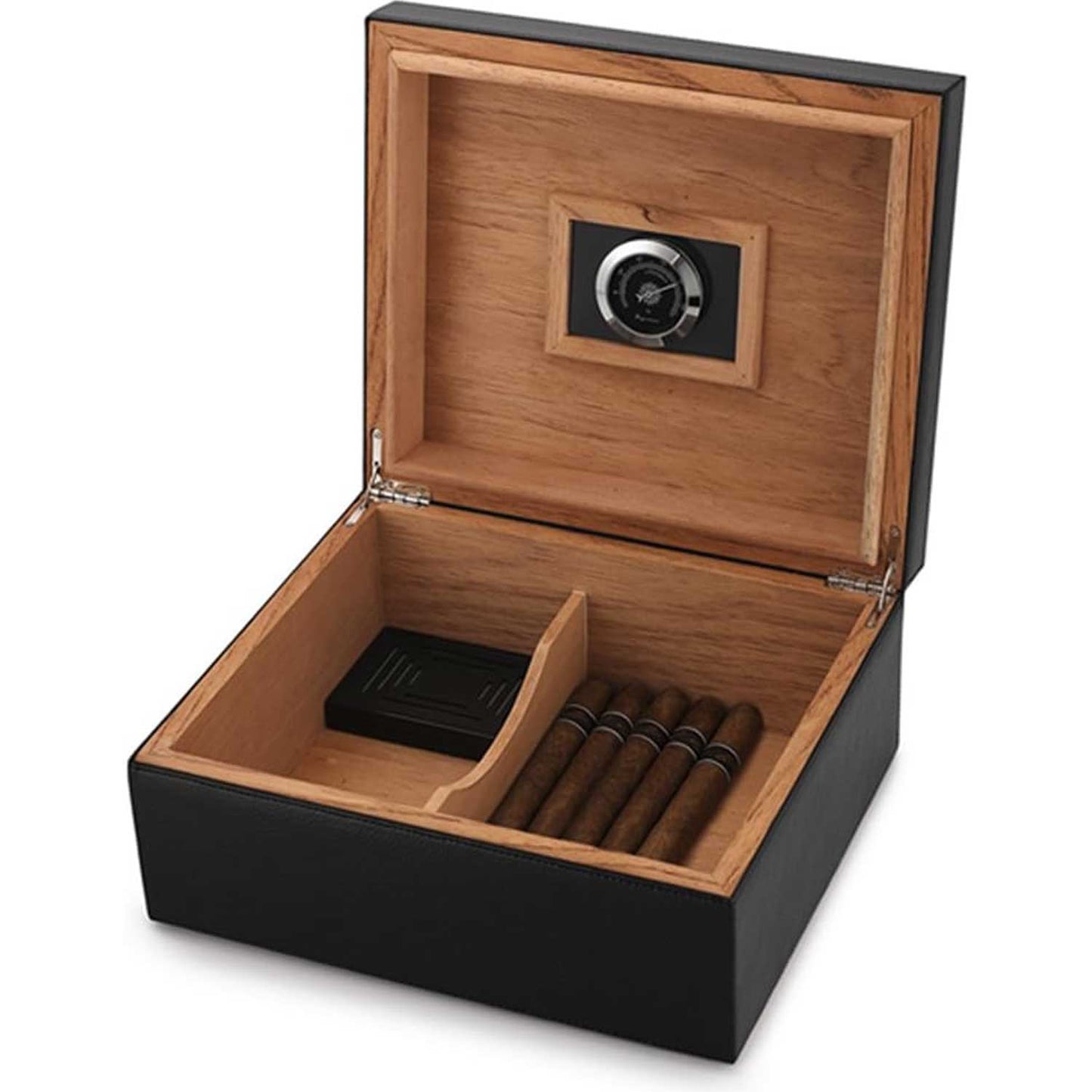 Desktop Humidor Case Holds 25-50 Cigars - Unique Elegant Leather Display