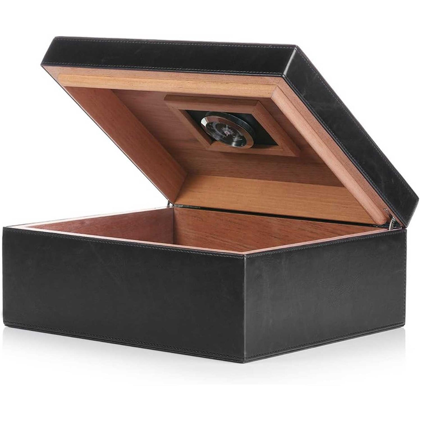 Desktop Humidor Case Holds 25-50 Cigars - Unique Elegant Leather Display