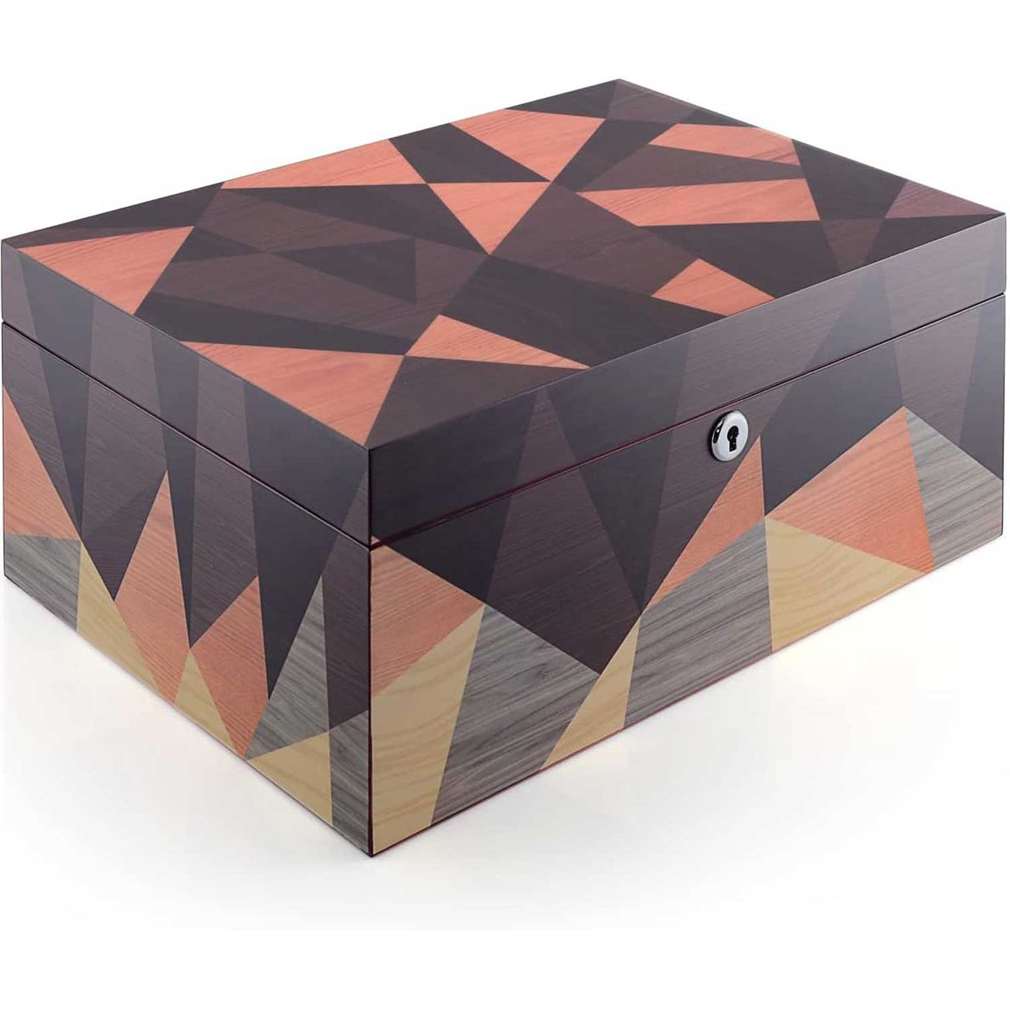 Humidors Cabinet - Wood Grain Dark Geometric Pattern Finish