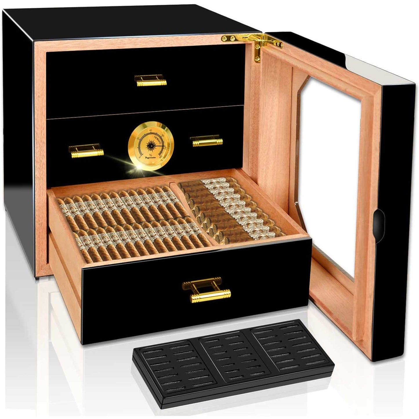Large Capacity Piano Paint Cigar Humidor Cabinet- Glass Door Humidor Cigar Box