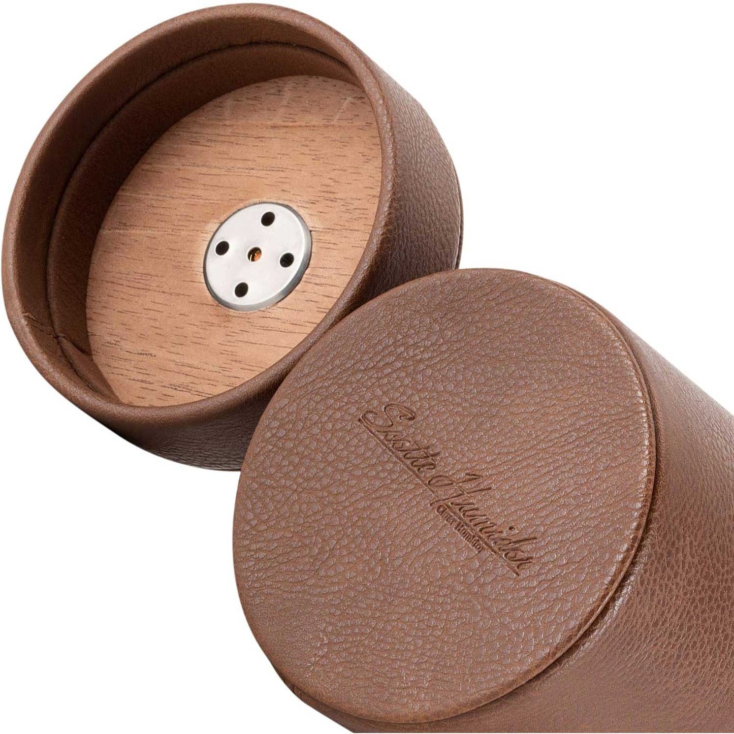 Leather Cedar Wood Cigar Canister Portable for 12-16 Cigar
