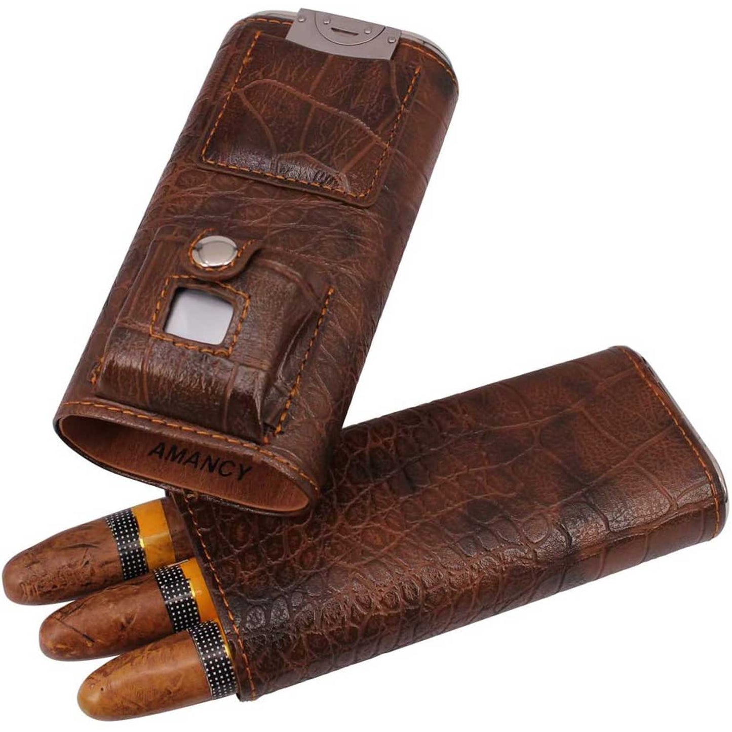 Luxury 3 Holder Cigar Humidor Case Set with Lighter and Cutter