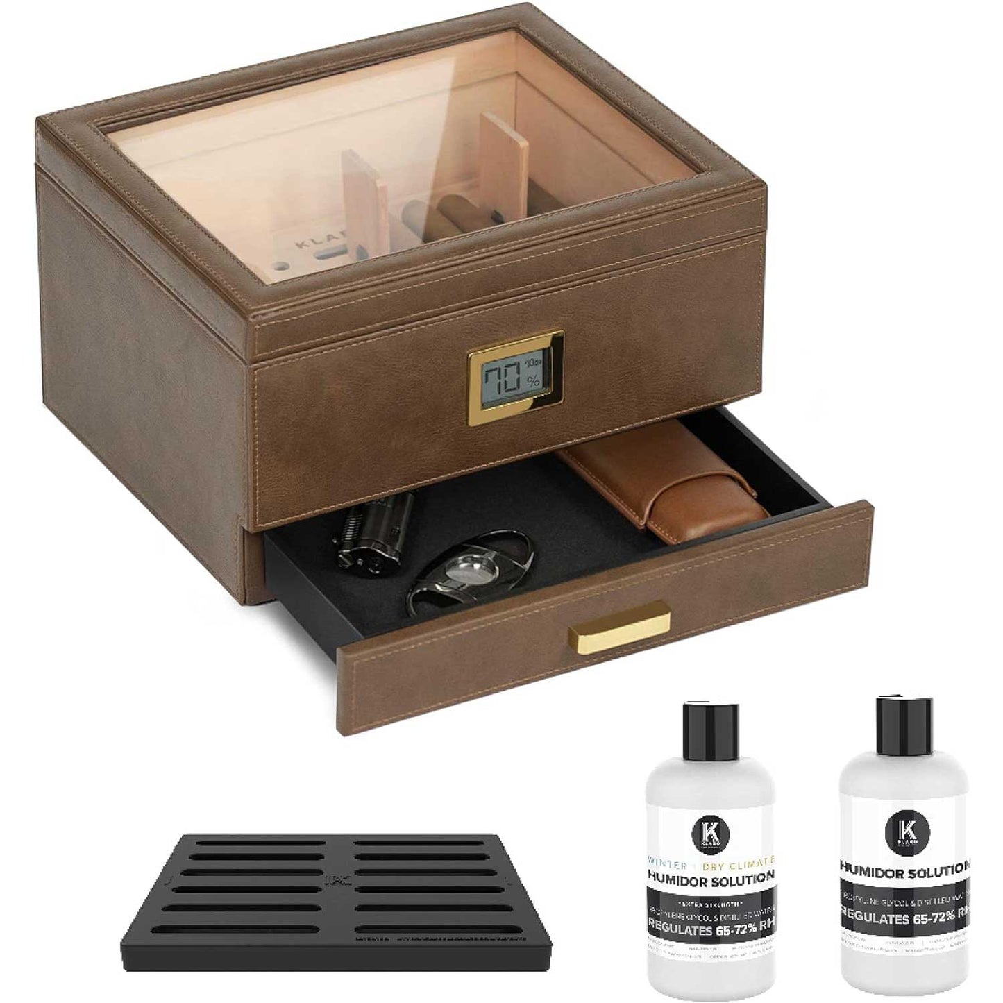 Monogrammed Belmont Glass Top Humidor Easy Humidification System