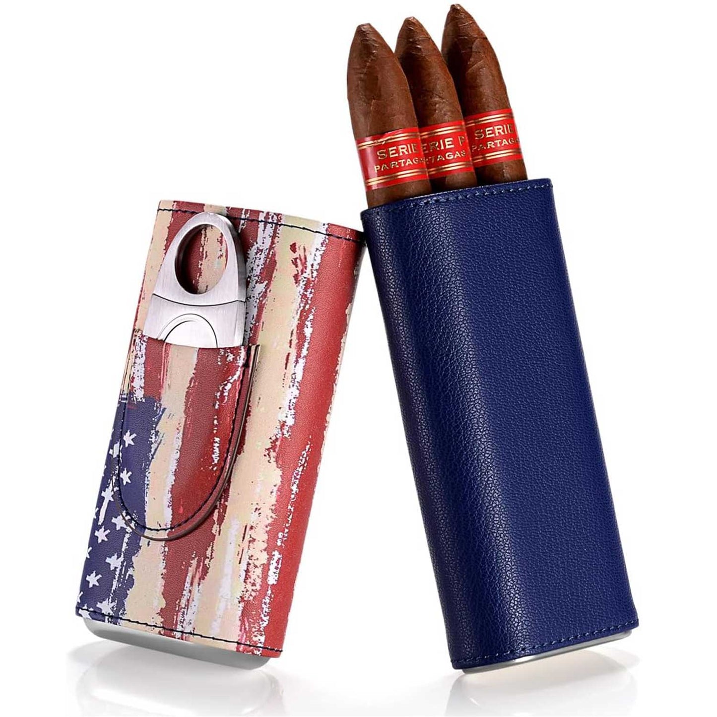 Premium 3 - Finger Flag Pattern Leather Cigar Humidor