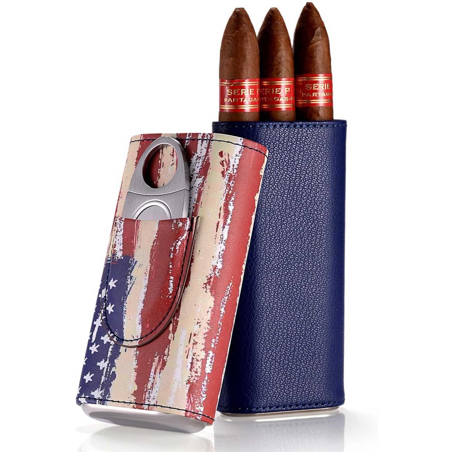 Premium 3 - Finger Flag Pattern Leather Cigar Humidor